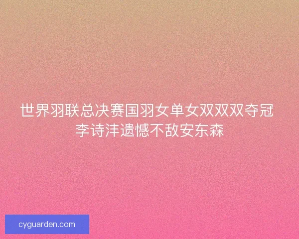 世界羽联总决赛国羽女单女双双双夺冠 李诗沣遗憾不敌安东森