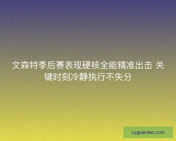文森特季后赛表现硬核全能精准出击 关键时刻冷静执行不失分