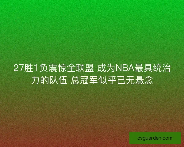 27胜1负震惊全联盟 成为NBA最具统治力的队伍 总冠军似乎已无悬念