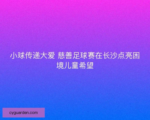 小球传递大爱 慈善足球赛在长沙点亮困境儿童希望