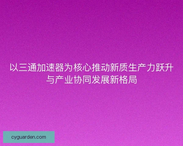 以三通加速器为核心推动新质生产力跃升与产业协同发展新格局 以三通加速器为核心推动新质生产力跃升与产业协同发展新格局
