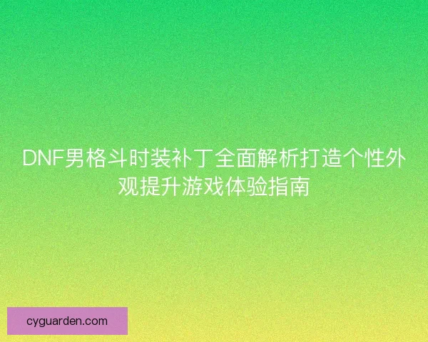 DNF男格斗时装补丁全面解析打造个性外观提升游戏体验指南
