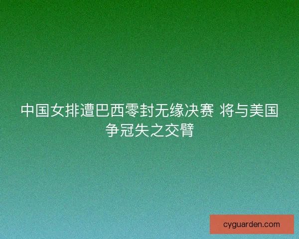 中国女排遭巴西零封无缘决赛 将与美国争冠失之交臂
