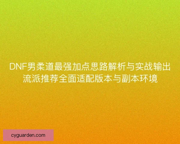 DNF男柔道最强加点思路解析与实战输出流派推荐全面适配版本与副本环境